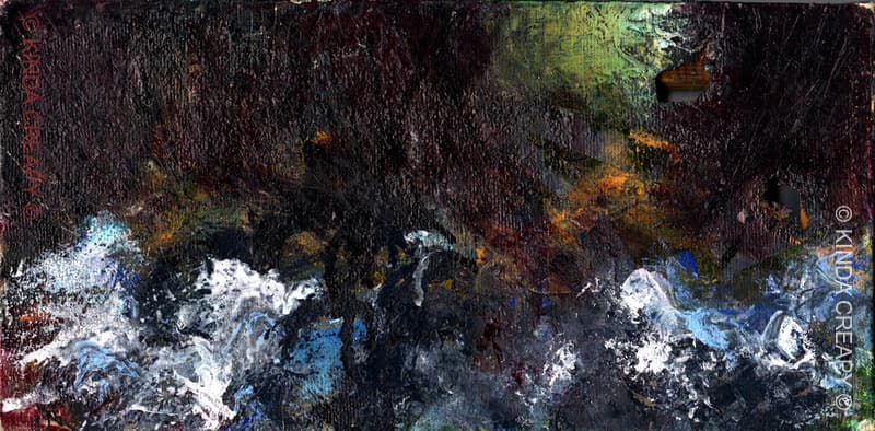 Textures sombres et denses avec des éclats de lumière.