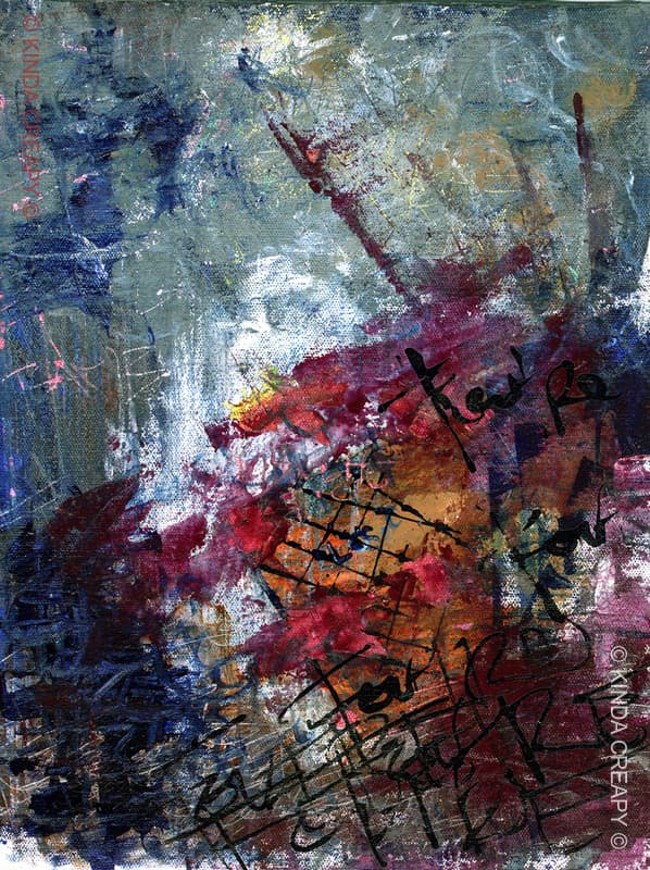 Paysage abstrait avec des teintes rouges profondes.